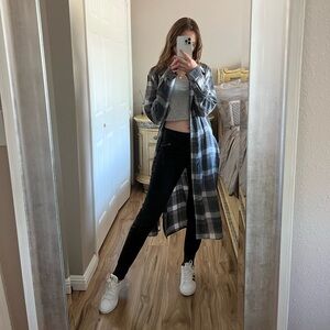 Rue21 Long Plaid Button Down Cardigan